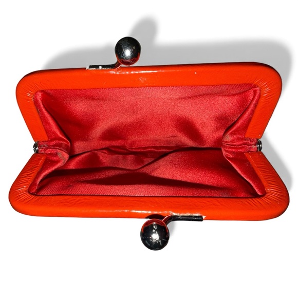 Coach Vintage Kisslock Coin Purse - Orange/Red Patent Leather Signature C Canvas - Picture 3 of 5